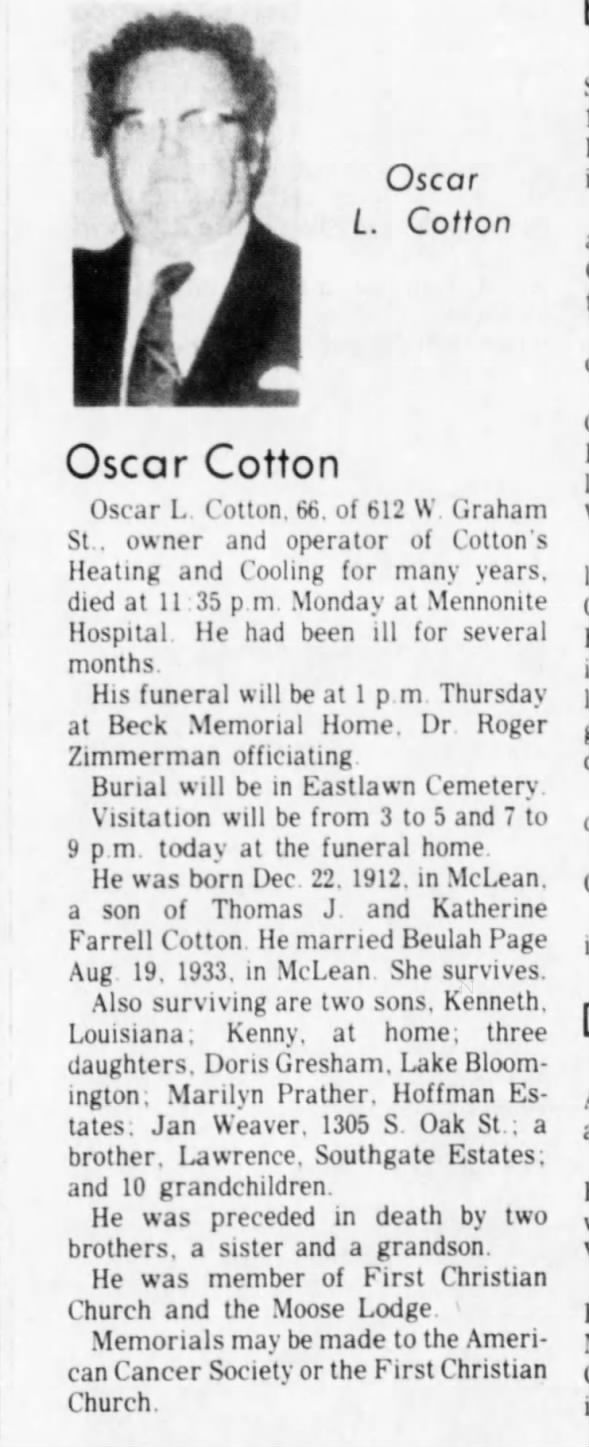 Clipping from The Pantagraph